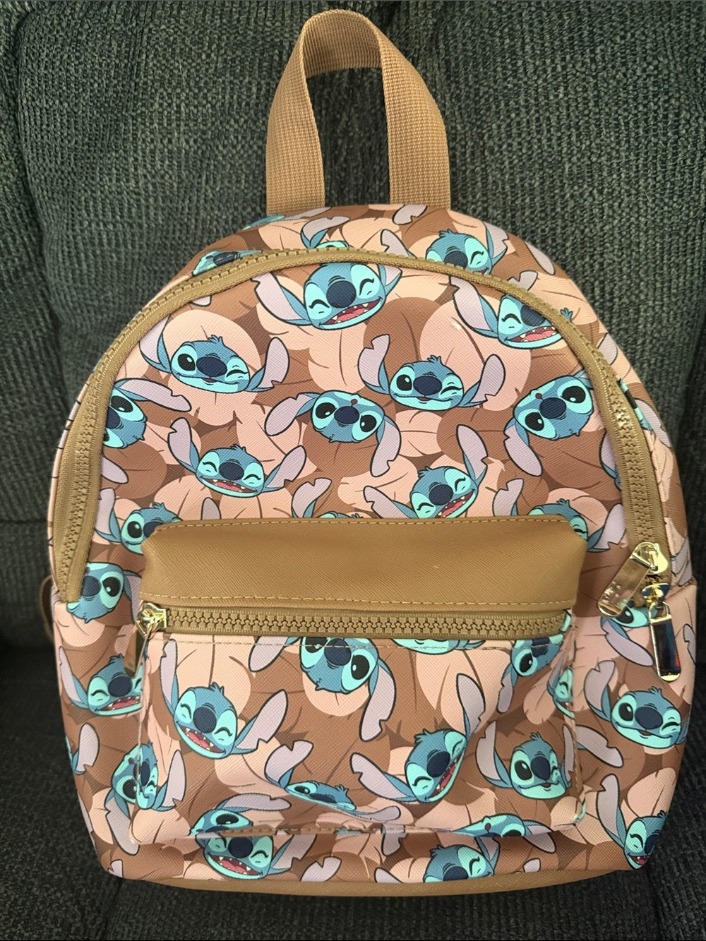 Disney Mini Backpack in Brown and Teal Stitch Print
